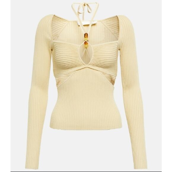 Jonathan Simkhai Elenor Rib Halter Cutout Top XS - Picture 7 of 7